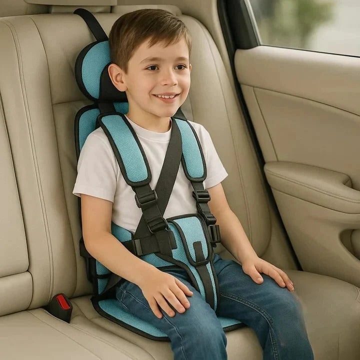 Portable Booster Seat with Five-Point Harness Padded Cushion and Breathable Mesh for Travel - Image 5