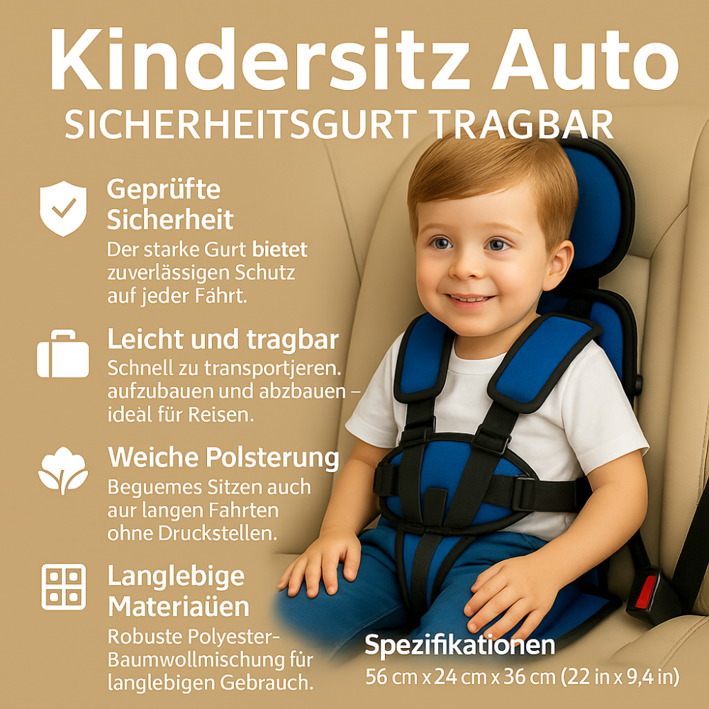 Portable Car Seat with 5-Point Harness Lightweight Travel Booster for Kids - Image 3