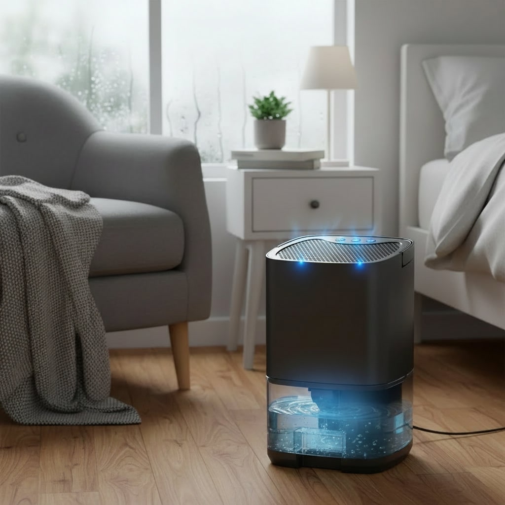 Portable Dehumidifier for Bedrooms Basements and Small Spaces with Quiet Compact Design - Image 1