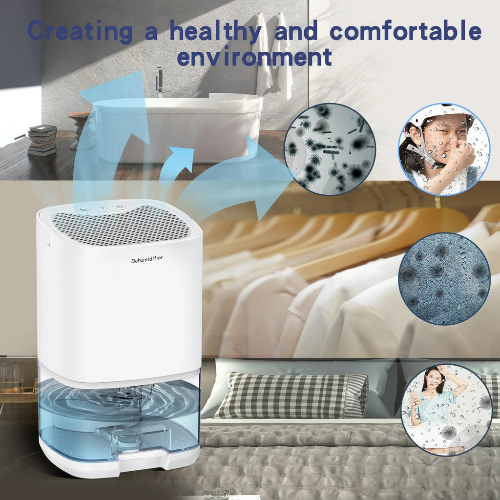 Portable Dehumidifier with Air Purifier and Drain Hose for Basement 1000ml Capacity - Image 3