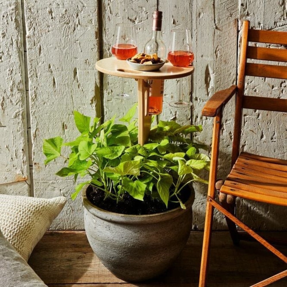 Portable Folding Picnic Wine Table with Ground Stake and Glass Holders - Image 2