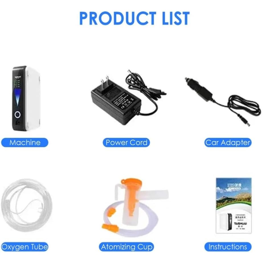 Portable Oxygen Concentrator Machine with Nebulizer and Car Adapter for Travel - Image 2