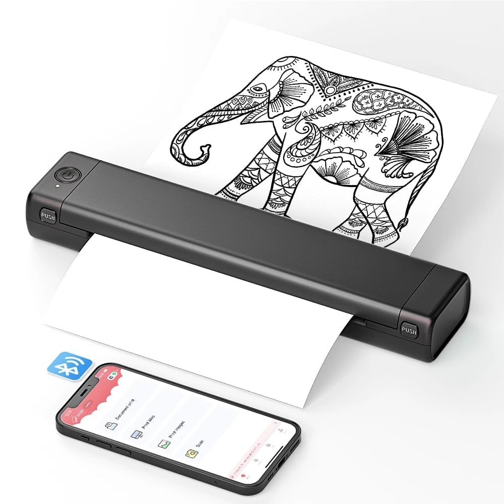 Portable Thermal Printer with Wireless Bluetooth and USB for A4 Paper Printing - Image 1
