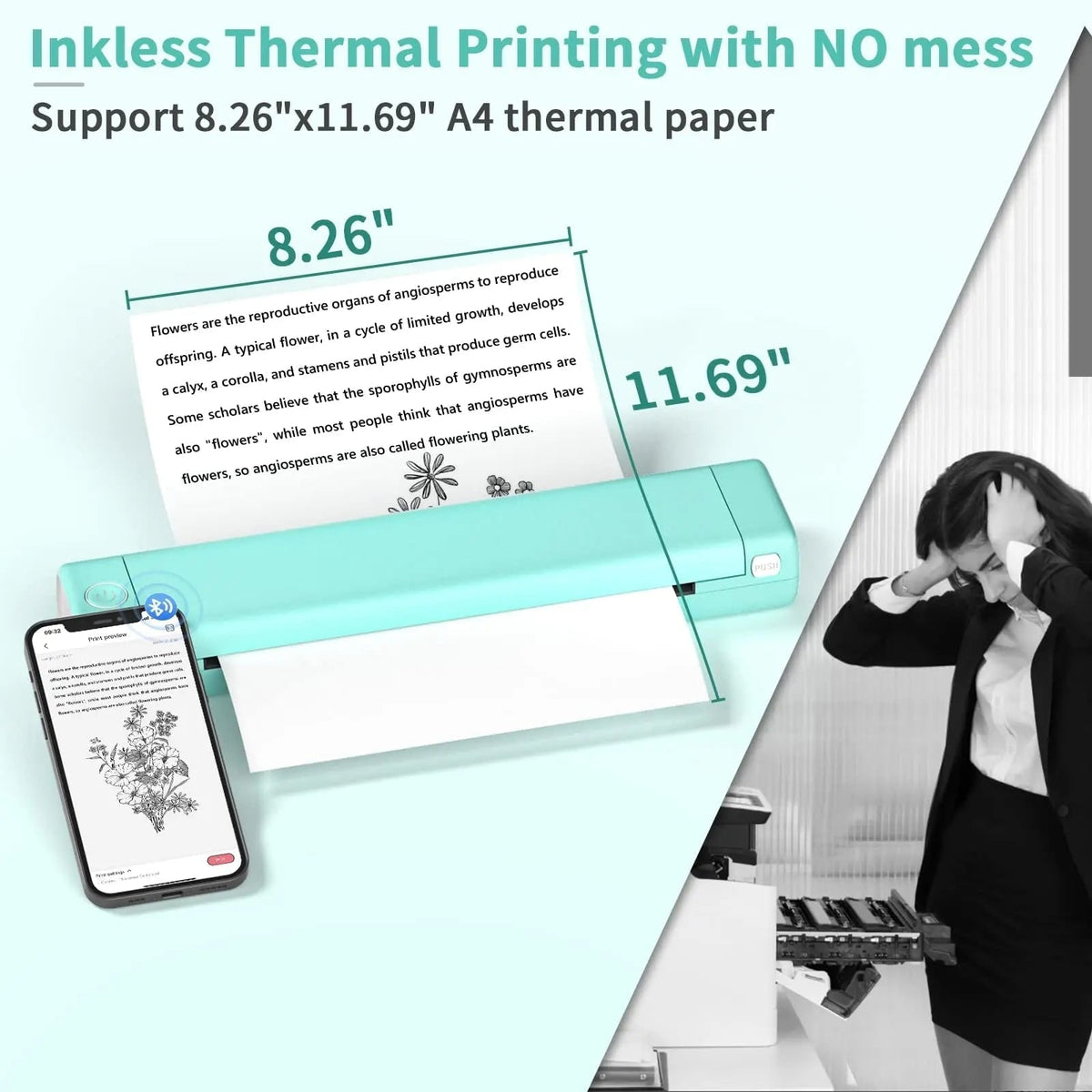 Portable Thermal Printer with Wireless Bluetooth and USB for A4 Paper Printing - Image 7