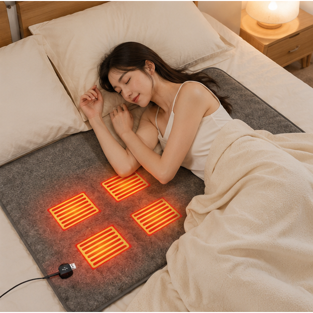 Portable USB Heated Mattress Pad with Electric Heating Zones and Fleece - Image 11