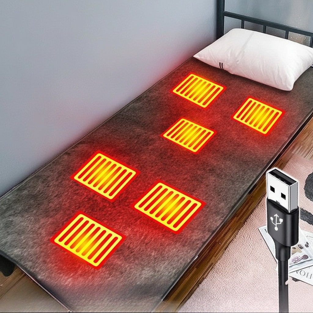 Portable USB Heated Mattress Pad with Electric Heating Zones and Fleece - Image 2