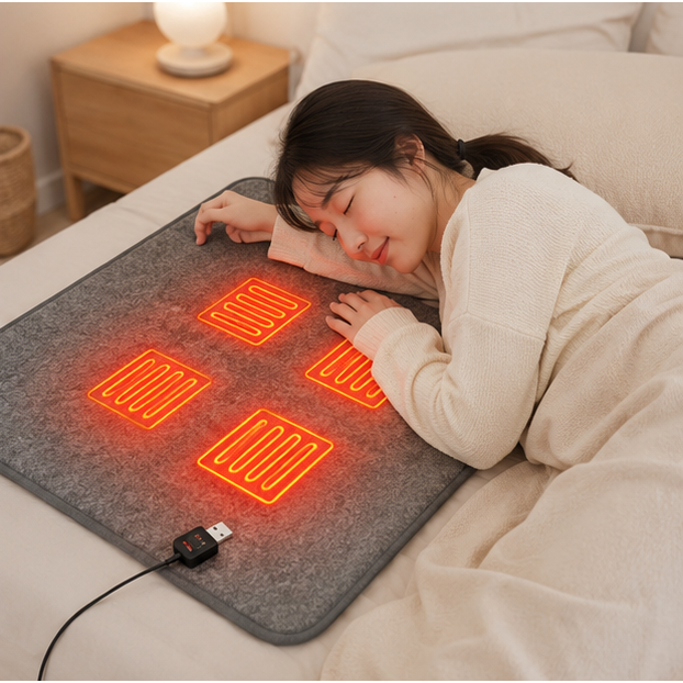Portable USB Heated Mattress Pad with Electric Heating Zones and Fleece - Image 7