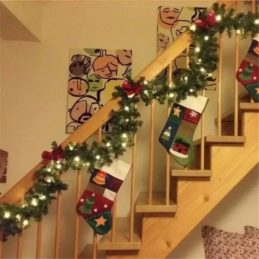 Pre-Lit Christmas Garland with LED Lights Ornaments and Poinsettia Flowers - Image 11