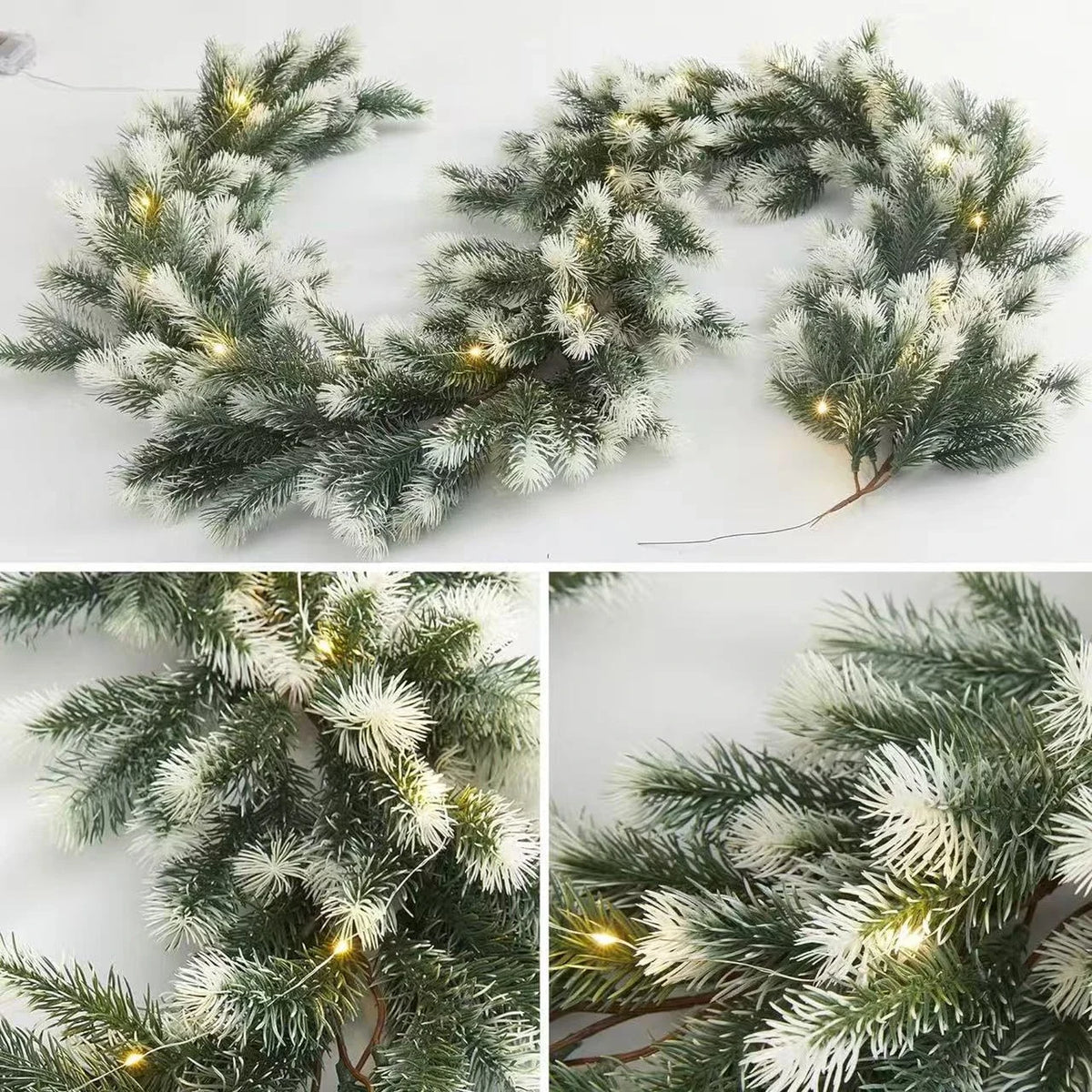 Pre-Lit Christmas Garland with Warm LED Lights for Stairs and Mantels - Image 7
