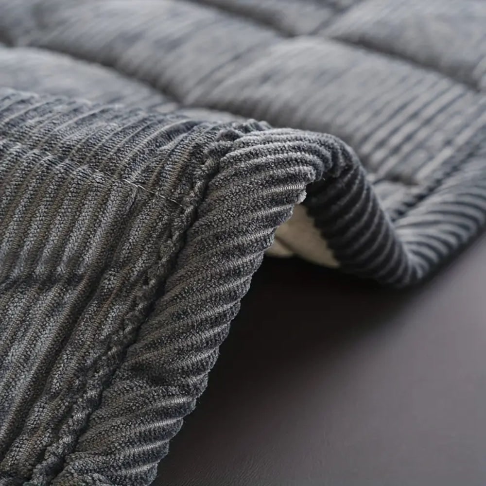 Quilted Sofa Seat Cover with Washable Corduroy Fabric and Piped Border - Image 6