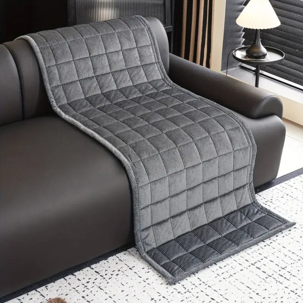 Quilted Sofa Seat Cover with Washable Corduroy Fabric and Piped Border - Image 8
