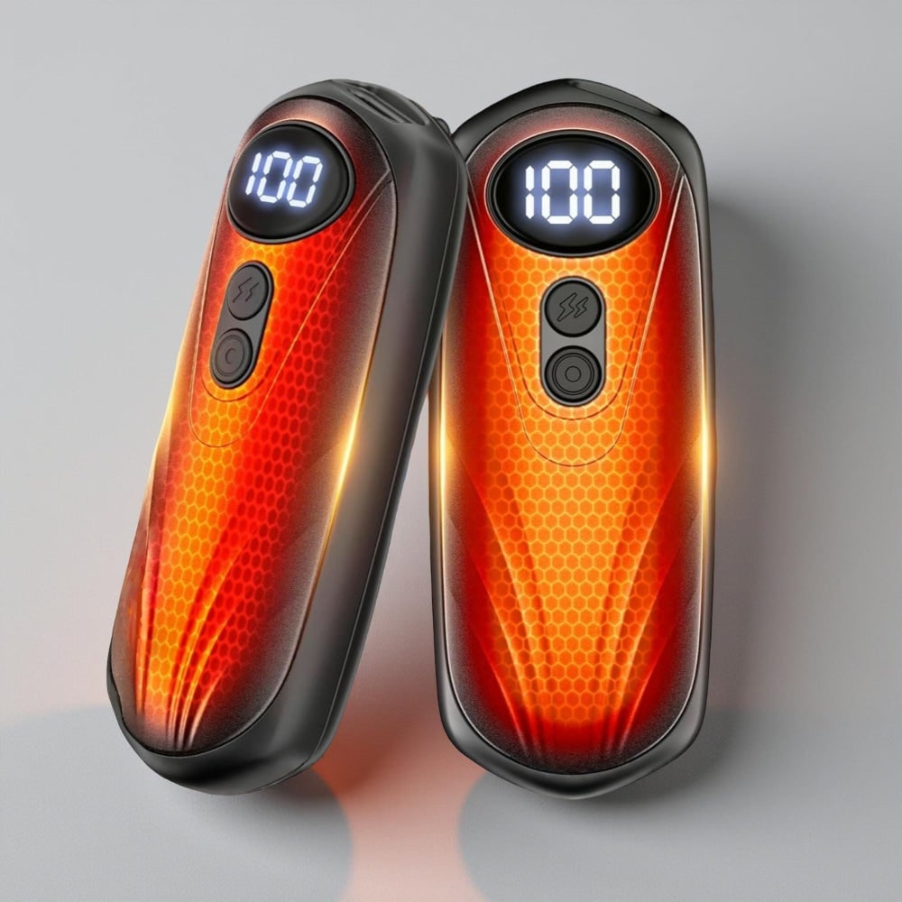 Rechargeable Hand Warmers with LED Display Five Heat Settings Set of 2 Portable Pocket Heater - Image 1