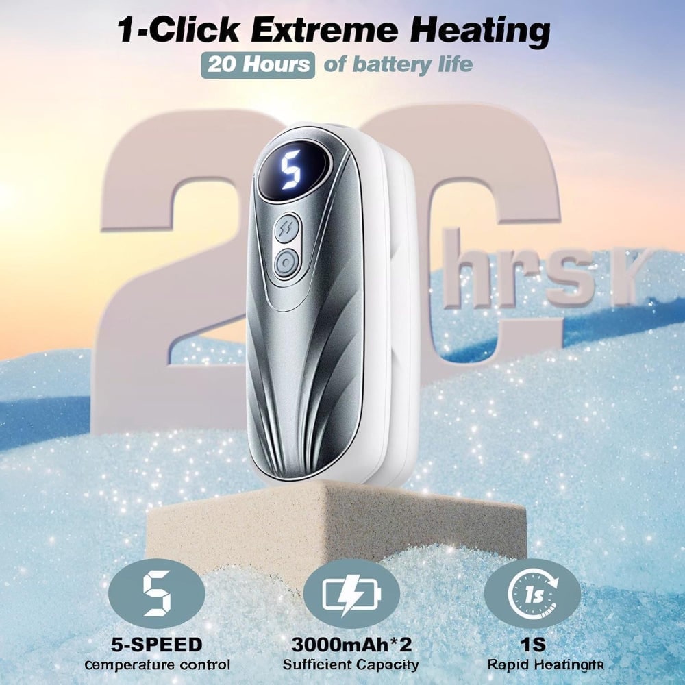 Rechargeable Hand Warmers with LED Display Five Heat Settings Set of 2 Portable Pocket Heater - Image 11