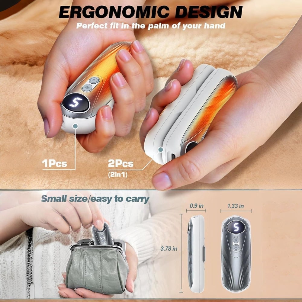 Rechargeable Hand Warmers with LED Display Five Heat Settings Set of 2 Portable Pocket Heater - Image 13