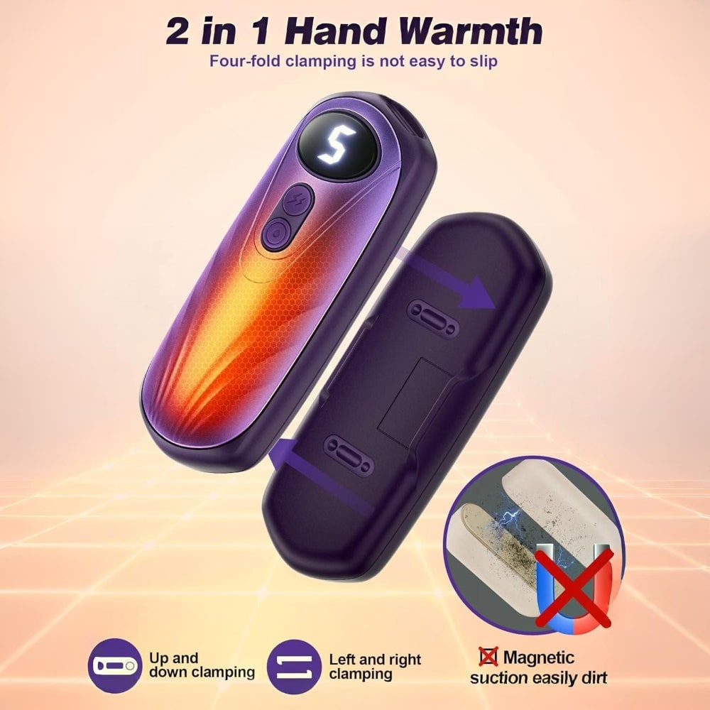 Rechargeable Hand Warmers with LED Display Five Heat Settings Set of 2 Portable Pocket Heater - Image 15