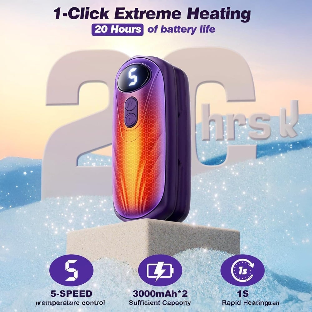 Rechargeable Hand Warmers with LED Display Five Heat Settings Set of 2 Portable Pocket Heater - Image 17