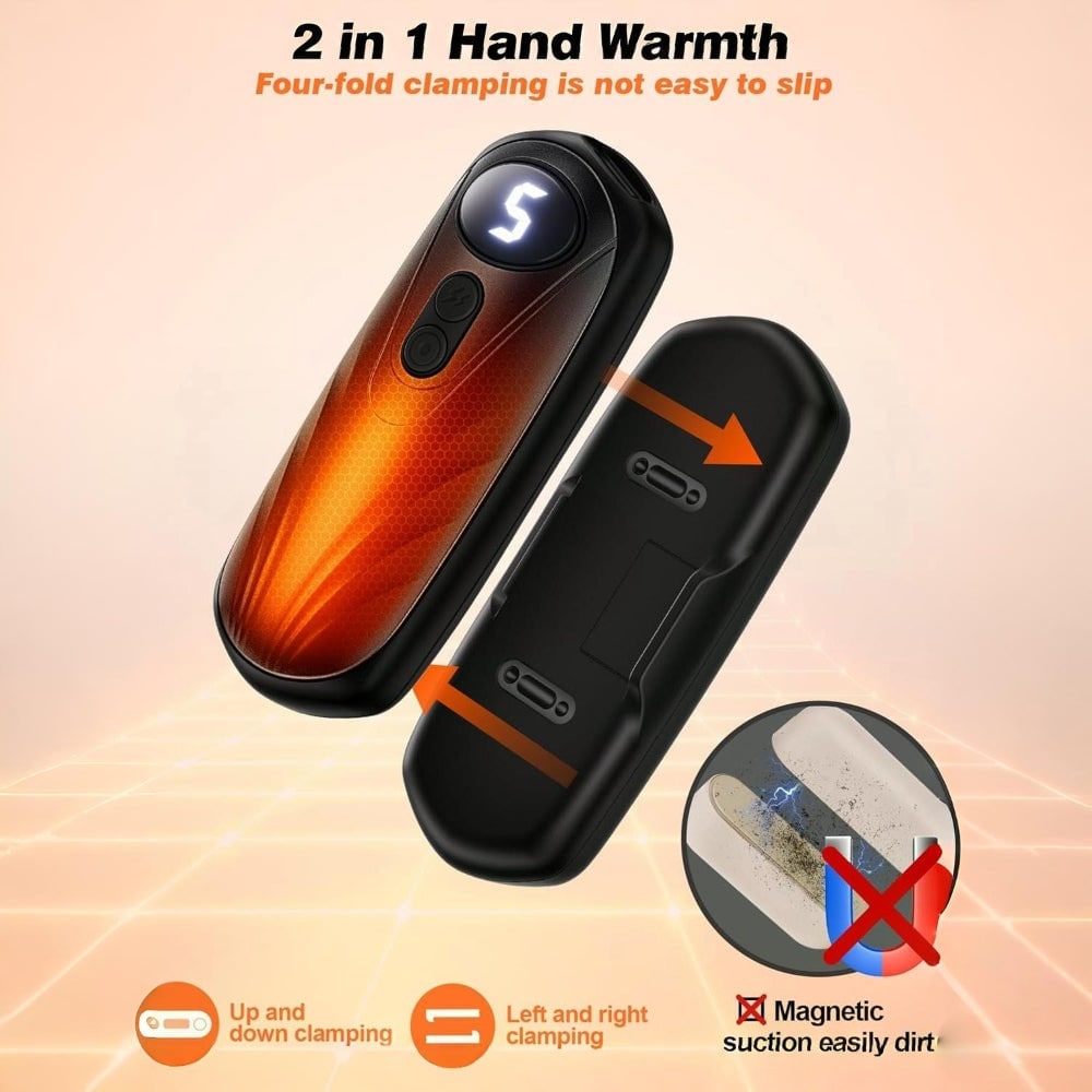 Rechargeable Hand Warmers with LED Display Five Heat Settings Set of 2 Portable Pocket Heater - Image 2