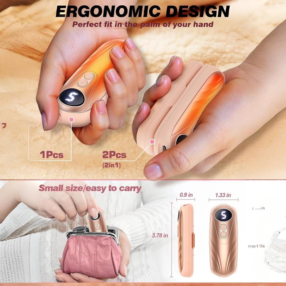 Rechargeable Hand Warmers with LED Display Five Heat Settings Set of 2 Portable Pocket Heater - Image 25