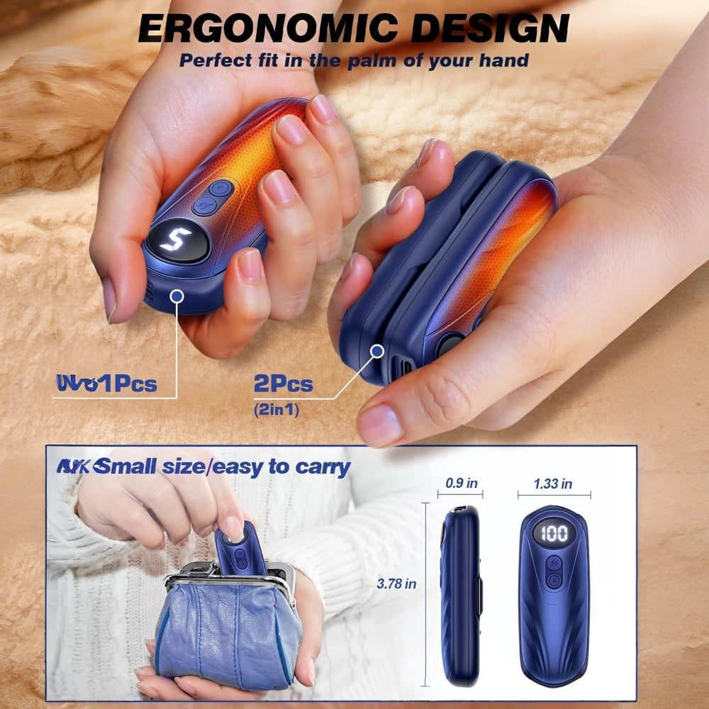 Rechargeable Hand Warmers with LED Display Five Heat Settings Set of 2 Portable Pocket Heater - Image 30
