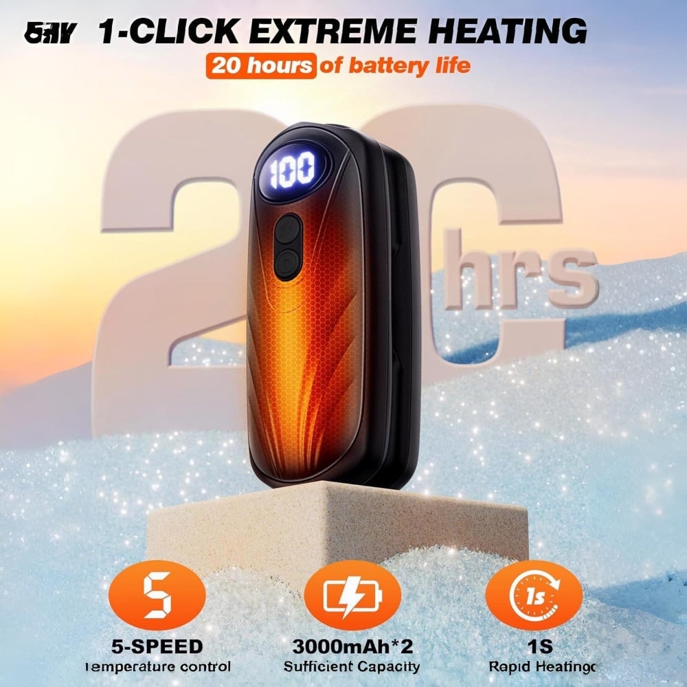 Rechargeable Hand Warmers with LED Display Five Heat Settings Set of 2 Portable Pocket Heater - Image 5