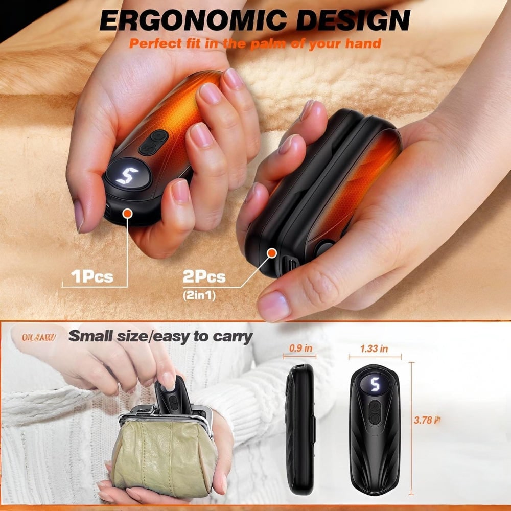 Rechargeable Hand Warmers with LED Display Five Heat Settings Set of 2 Portable Pocket Heater - Image 6