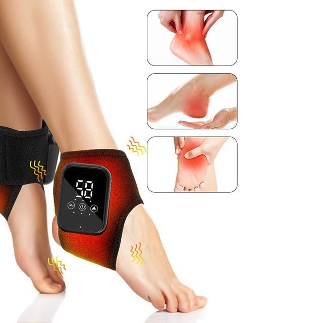Rechargeable Heated Ankle Brace Wrap with Vibration Massage and Digital Display - Image 1