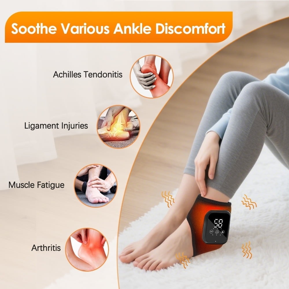 Rechargeable Heated Ankle Brace Wrap with Vibration Massage and Digital Display - Image 3