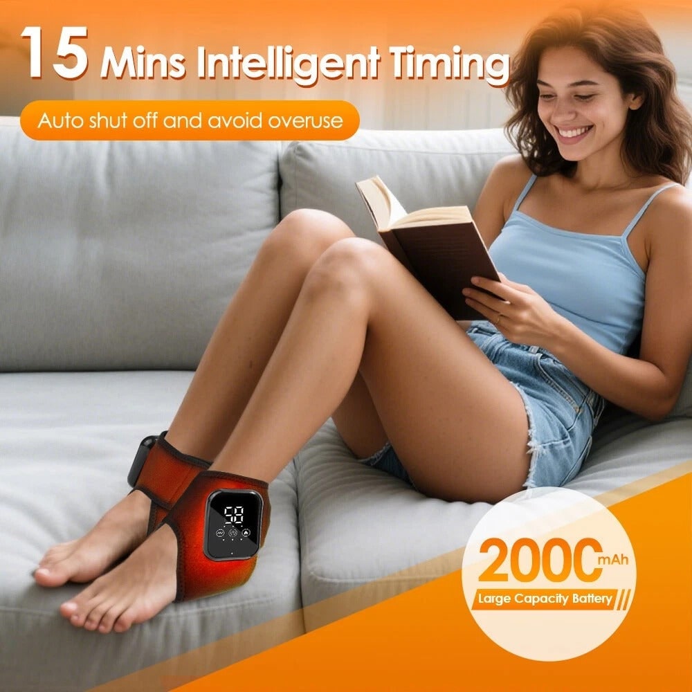 Rechargeable Heated Ankle Brace Wrap with Vibration Massage and Digital Display - Image 5