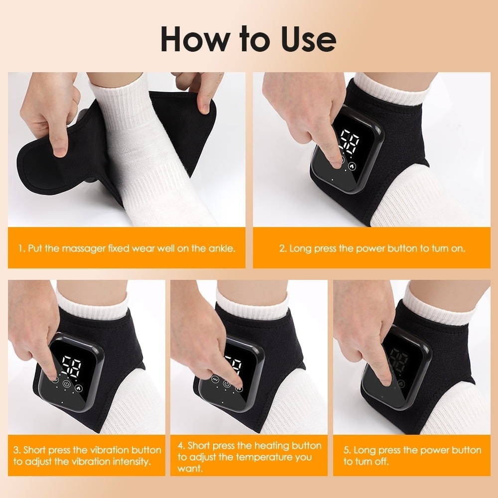 Rechargeable Heated Ankle Brace Wrap with Vibration Massage and Digital Display - Image 7