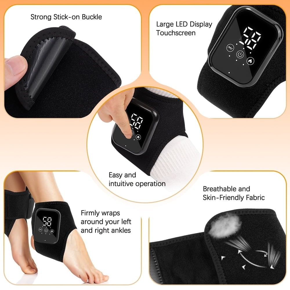 Rechargeable Heated Ankle Brace Wrap with Vibration Massage and Digital Display - Image 8