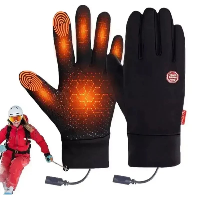 Rechargeable Heated Gloves with Touchscreen Fingertips and Zipper Back - Image 1