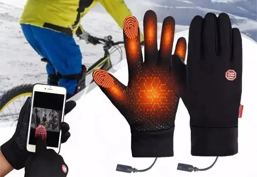 Rechargeable Heated Gloves with Touchscreen Fingertips and Zipper Back - Image 2