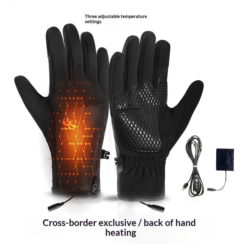 Rechargeable Heated Gloves with USB Power Touchscreen Fingertips and Non-Slip Palm - Image 1