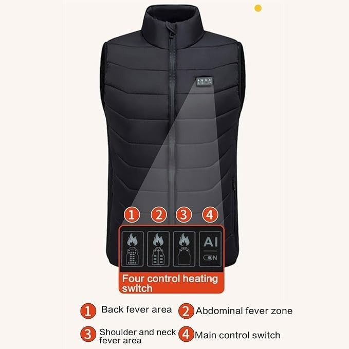 Rechargeable Heated Vest with Quilted Design and USB Battery Pack - Image 5
