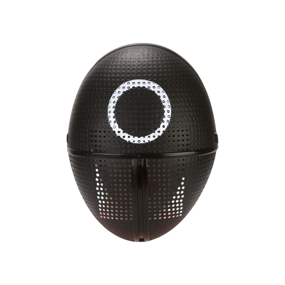 Red Jumpsuit Halloween Costume with Hooded Design Belt and Geometric Mask - Image 6