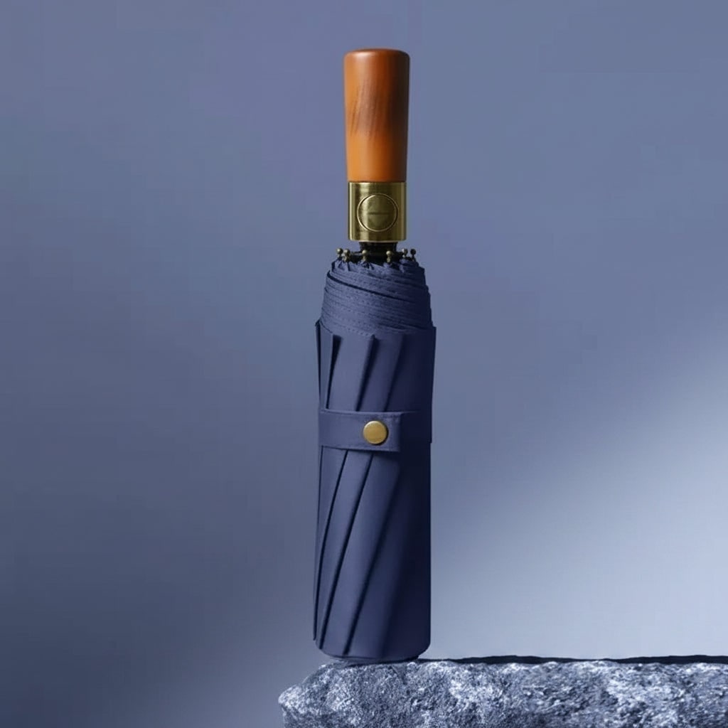 Repel Windproof Travel Umbrella with Wooden Handle and Automatic Folding - Image 1