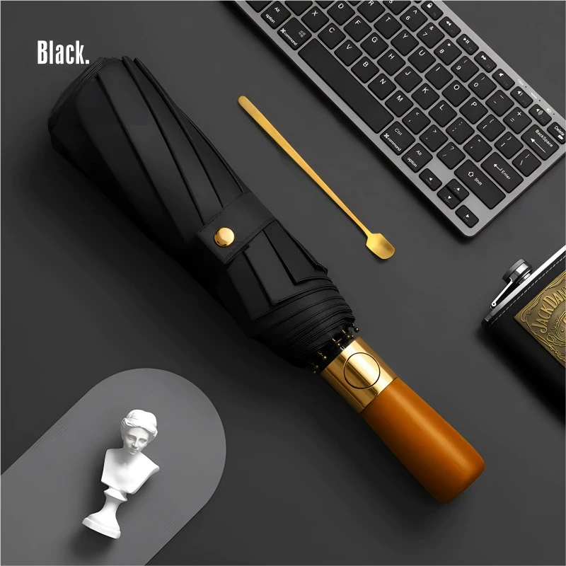 Repel Windproof Travel Umbrella with Wooden Handle and Automatic Folding - Image 13