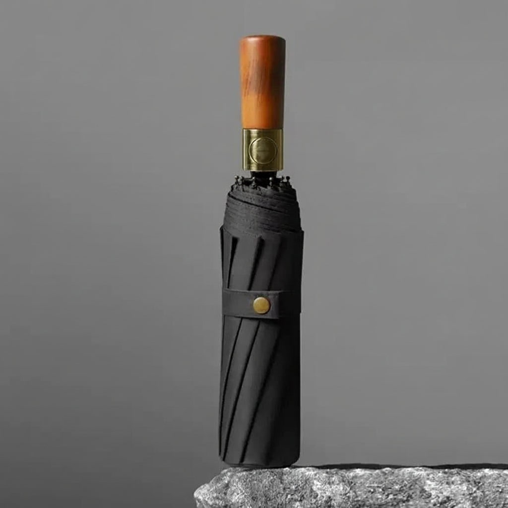 Repel Windproof Travel Umbrella with Wooden Handle and Automatic Folding - Image 2