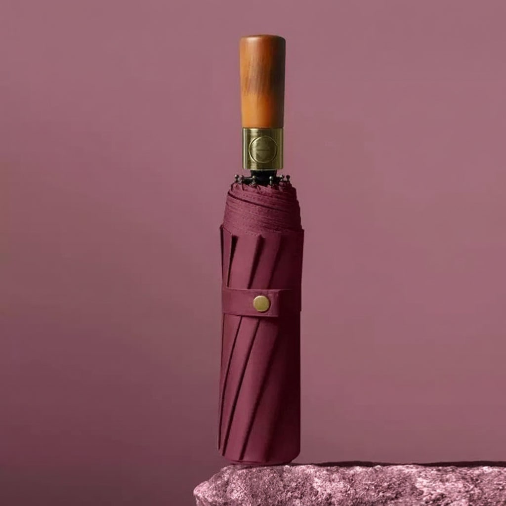 Repel Windproof Travel Umbrella with Wooden Handle and Automatic Folding - Image 3
