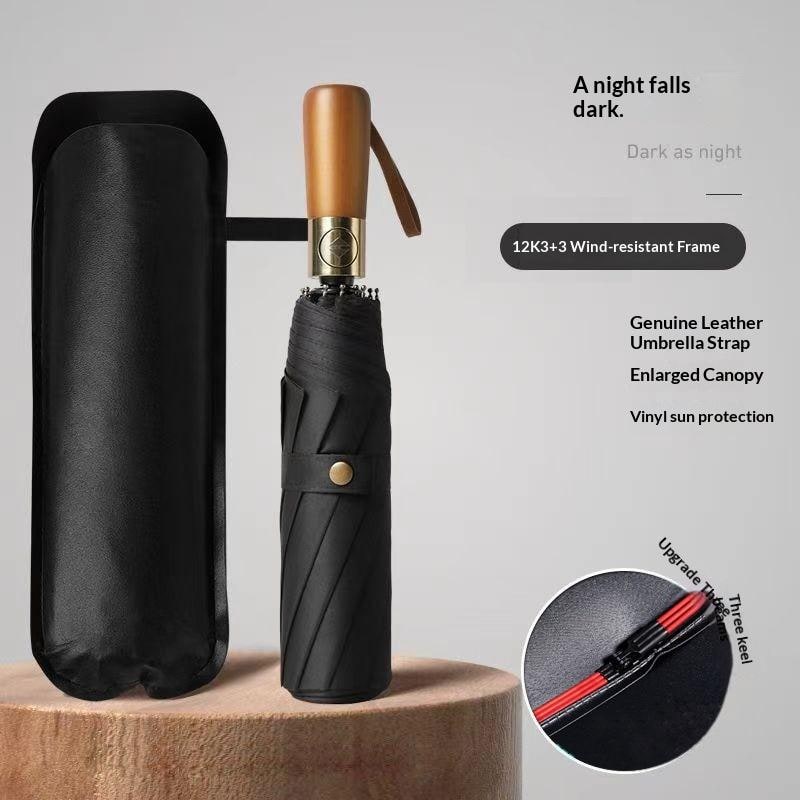 Repel Windproof Travel Umbrella with Wooden Handle and Automatic Folding - Image 4