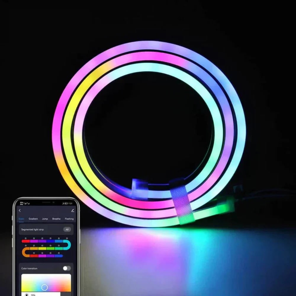 Rgb LED Strip Light with App Control and Flexible Neon Rope Design for Creative Indoor Lighting - Image 4