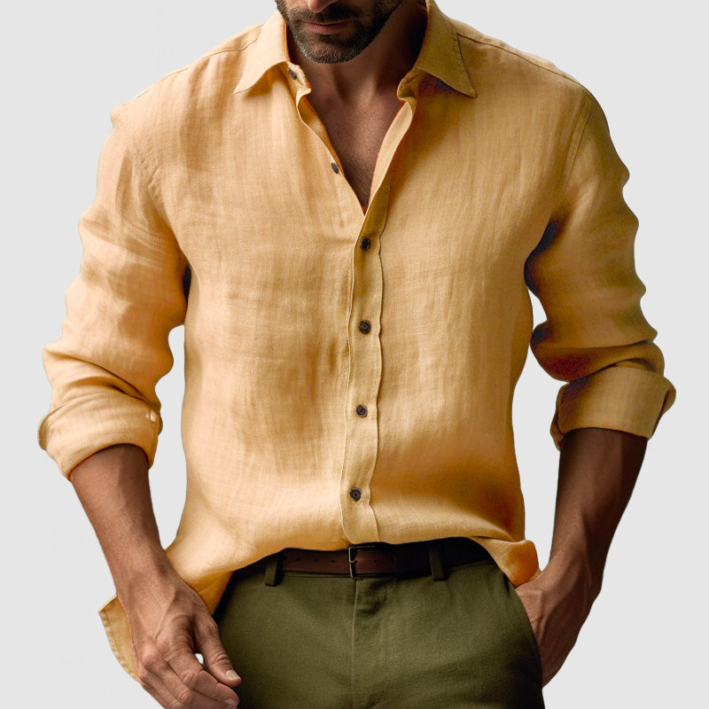 Rocco | Camicia da Uomo a Maniche Lunghe Traspirante Giallo