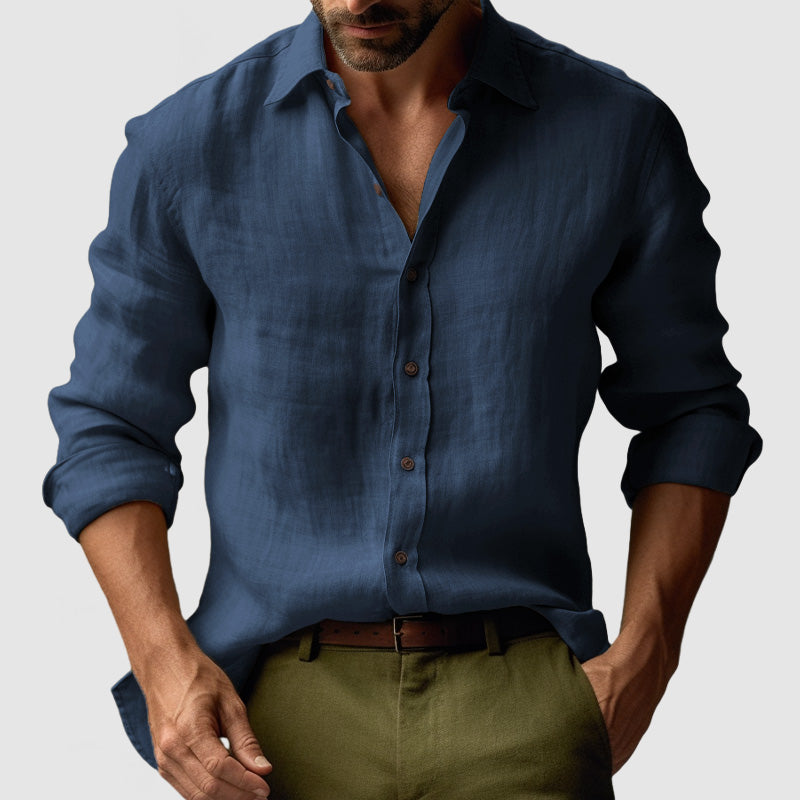Rocco | Camicia da Uomo a Maniche Lunghe Traspirante Blu Marino