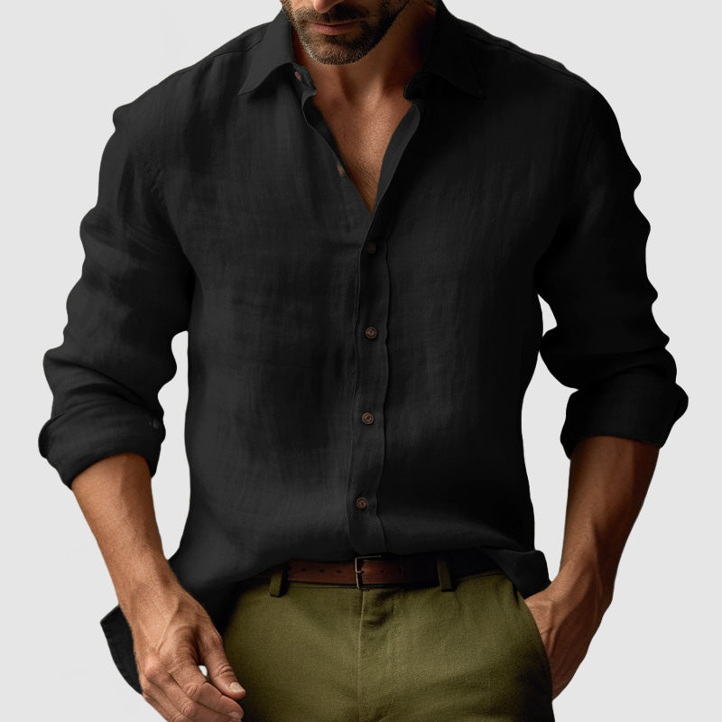 Rocco | Camicia da Uomo a Maniche Lunghe Traspirante Nero