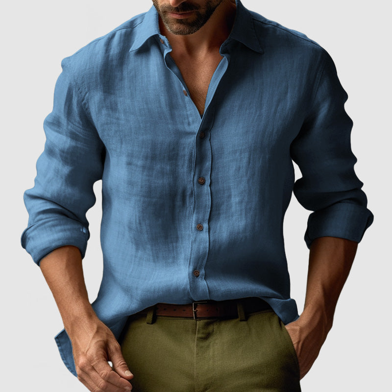 Rocco | Camicia da Uomo a Maniche Lunghe Traspirante Blu