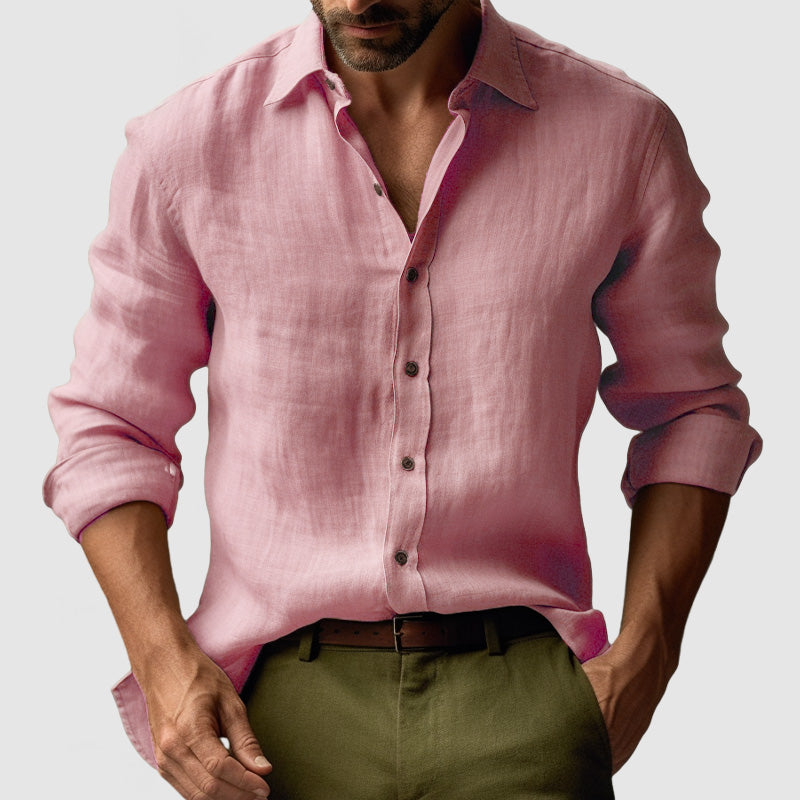 Rocco | Camicia da Uomo a Maniche Lunghe Traspirante Rosa