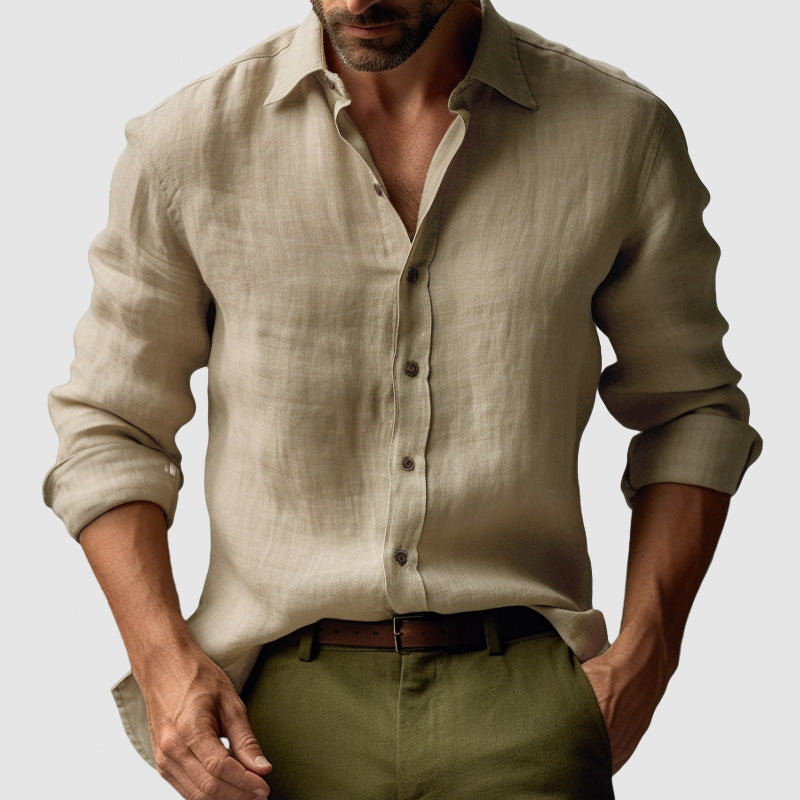 Rocco | Camicia da Uomo a Maniche Lunghe Traspirante Kaki
