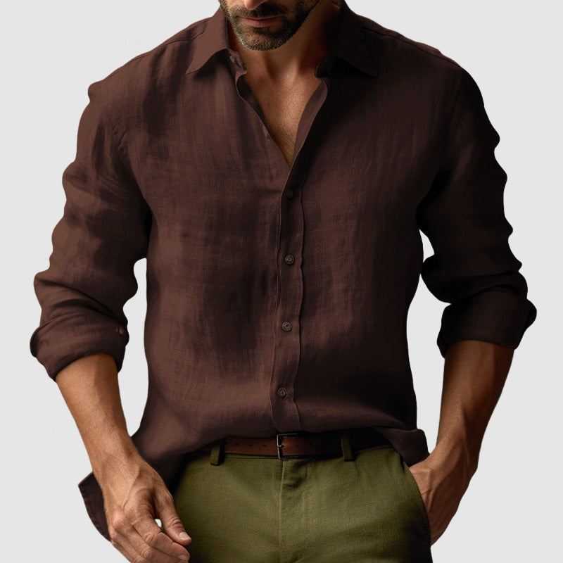 Rocco | Camicia da Uomo a Maniche Lunghe Traspirante Caffè
