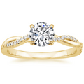 Round Brilliant Engagement Ring with Twisted Band and Pavé Accents - Image 1