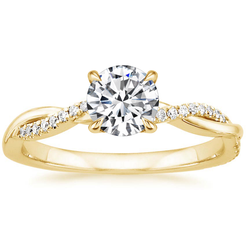 Round Brilliant Engagement Ring with Twisted Band and Pavé Accents - Image 1